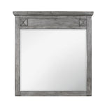 Benzara Rectangular Mirror with X Framing Molded Wooden Frame, Antique Gray