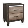 Benzara 2 Drawer Wooden Nightstand with Grain Details and Mirror Trim, Brown