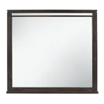 Benzara Rectangular Wooden Frame Mirror with Grain Details, Brown