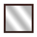 Benzara Transitional Style Square Mirror with Wooden Frame, Cherry Brown