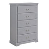 Benzara Transitional Style 5 Drawer Wooden Chest with Metal Drop Pulls, Gray