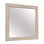 Benzara Transitional Style Square Mirror with Wooden Frame, Light Brown