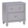 Benzara 2 Drawer Wooden Nightstand with Turned Legs, Gray