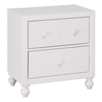 Benzara 2 Drawer Wooden Nightstand with Turned Legs, White