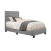 Benzara Platform Style Fabric Upholstered Twin Size Bed with Tufted Headboard, Gray