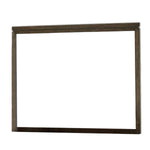 Benzara Rough Hewn Saw Textured Wooden Frame Mirror with Trim top, Brown and Silver