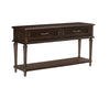 Benzara 2 Drawer Traditional Plank Style Sofa Table with Turned Legs, Cherry Brown