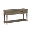 Benzara 2 Drawer Traditional Plank Style Sofa Table with Turned Legs, Taupe Brown