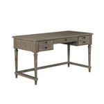 Benzara 3 Drawer Wooden Plank Style Writing Desk with Turned Legs, Taupe Brown