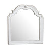 Benzara Scalloped Design Wooden Frame Mirror with Distressed Detail, Antique White