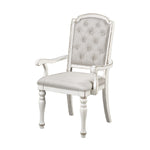 Benzara Fabric Arm Chair with Button Tufted Back, Set of 2, Antique White and Gray