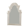 Benzara Scalloped Design Wooden Frame Mirror with Distressed Detail, White