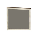 Benzara Rectangular Wood Frame Mirror with Textured Detail, Antique White and Brown