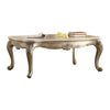 Benzara Traditional Wooden Cocktail Table with Marble Top and Carved Details, Gold