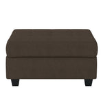 Benzara Wooden Ottoman with Tapered Block Feet and Interior Storage, Brown