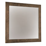 Benzara Square Bevel Mirror with Natural Wooden Grain Texture Finish, Brown