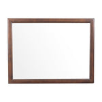 Benzara Wooden Square Mirror with Molded Details and Dual Texture, Brown
