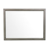 Benzara Wooden Square Mirror with Molded Details and Dual Texture, Gray