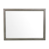 Benzara Wooden Square Mirror with Molded Details and Dual Texture, Gray