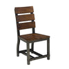 Benzara Wooden Side Chair with Metal Block Legs and Curved Back, Brown