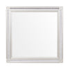 Benzara Wooden Square Mirror with Carvings and BevelLed Edges, Silver