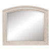 Benzara Wooden BevelLed Mirror with Raised Edges and Curved Top, Antique White