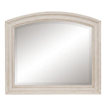 Benzara Wooden BevelLed Mirror with Raised Edges and Curved Top, Antique White