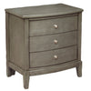 Benzara Wooden Nightstand with 3 Spacious Drawers and Knobs, Gray