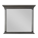 Benzara Wooden Mirror with Raised Edges and BevelLed Top, Gray