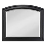 Benzara Wooden Mirror with Raised Edges and Curved Top, Black