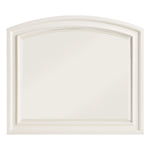 Benzara Wooden Mirror with Raised Edges and Curved Top, White