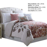 Benzara Ghent 8 Piece King Comforter Set with Floral Panel Print, Multicolor
