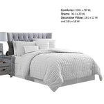 Benzara Valletta 5 Piece Stitched Square Pattern King Comforter Set, White