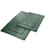 Benzara Nantes 2 Piece Fabric Bath Mat with Non Slippery Back , Dark Green