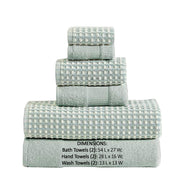 Benzara Porto 6 Piece Dual Tone Towel Set with Jacquard Grid Pattern , Blue