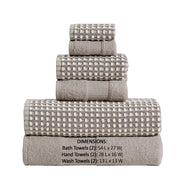 Benzara Porto 6 Piece Dual Tone Towel Set with Jacquard Grid Pattern , Beige