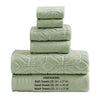 Benzara Granada 6 Piece Yarn Dyed Towel Set with Jacquard Stripe Pattern ,Green
