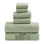 Benzara Granada 6 Piece Yarn Dyed Towel Set with Jacquard Stripe Pattern ,Green