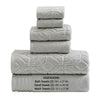 Benzara Granada 6 Piece Yarn Dyed Towel Set with Jacquard Stripe Pattern ,Gray