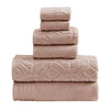 Benzara Granada 6 Piece Yarn Dyed Towel Set with Jacquard Stripe Pattern , Pink
