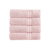 Benzara Bergamo 4 Piece Spun loft Towels with Stripes and Twill Weave , Pink