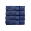Benzara Bergamo 4 Piece Spun loft Towels with Stripe and Twill Weave ,Dark Blue