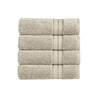 Benzara Bergamo 4 Piece Spun loft Fabric Towels with Striped Pattern , Cream