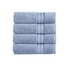 Benzara Bergamo 4 Piece Spun Loft Fabric Towels with Striped Pattern , Blue