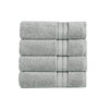 Benzara Bergamo 4 Piece Spun loft Towels with Stripes and Twill Weave , Gray