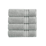 Benzara Bergamo 4 Piece Spun loft Towels with Stripes and Twill Weave , Gray