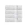 Benzara Bergamo 4 Piece Spun loft Towels with Stripes and Twill Weave , White
