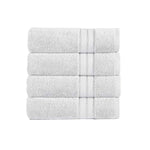 Benzara Bergamo 4 Piece Spun loft Towels with Stripes and Twill Weave , White
