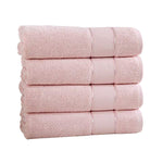 Benzara Bergamo 4 Piece Spun loft Bath Sheets with Twill Weaving , Pink