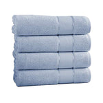 Benzara Bergamo 4 Piece Spun loft Bath Sheets with Twill Weaving , Blue